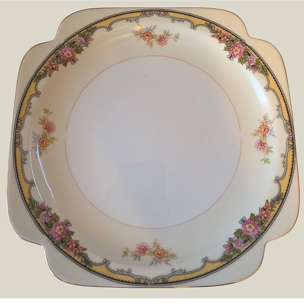 Noritake China Oxford Dessert Plate Floral Gold Trim Japan 85963